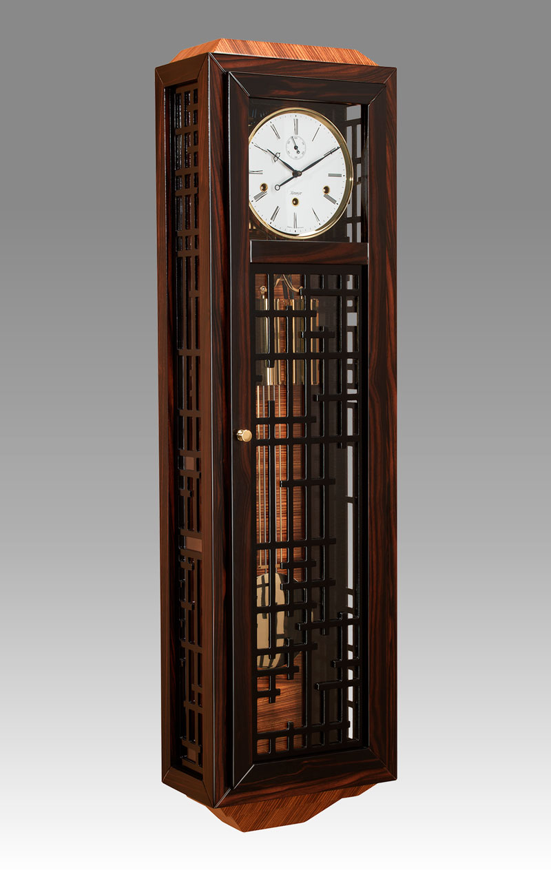 Regulator-Vienna- clock Art.432/1 ebony and zebrano wood - Westminster melody on rod gong